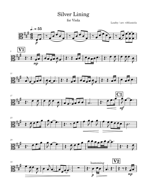 Silver Lining – Laufey (viola sheet music)