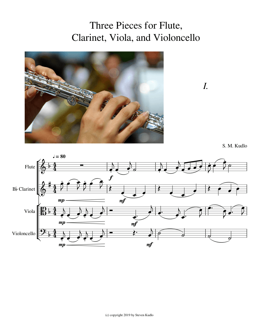 Three Pieces for Flute, Viola, and Violoncello Sheet music