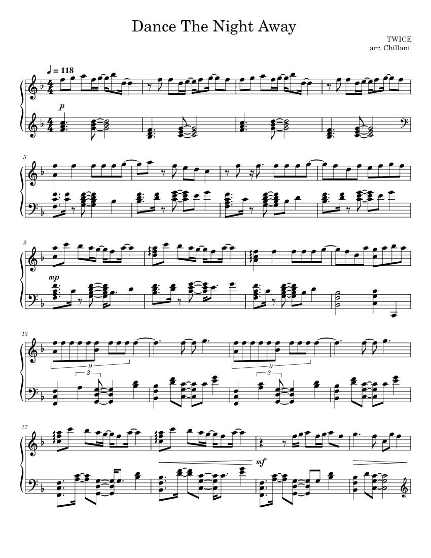 S/楽譜/ハートビーツ/DANCE THE NIGHT AWAY/バンドスコア Dance The Night Away Sheet Music for Piano (Solo