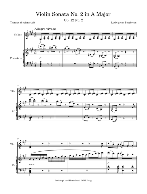 Violin Sonata No. 2 in A Major, Op. 12 No. 2 – Ludwig van Beethoven