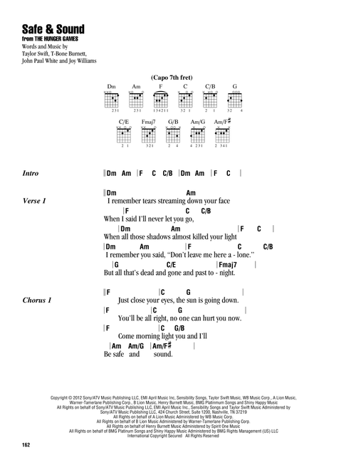 Safe & Sound (feat. The Civil Wars) (from The Hunger Games) - Taylor Swift (Guitar Chords-Lyrics)