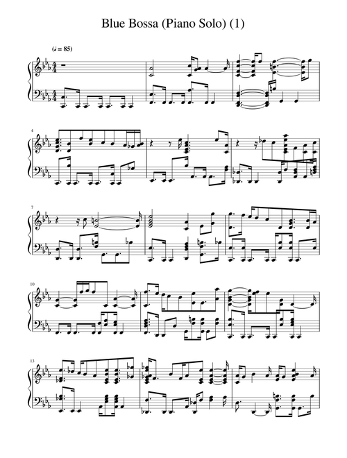 Blue Bossa (Piano Solo)