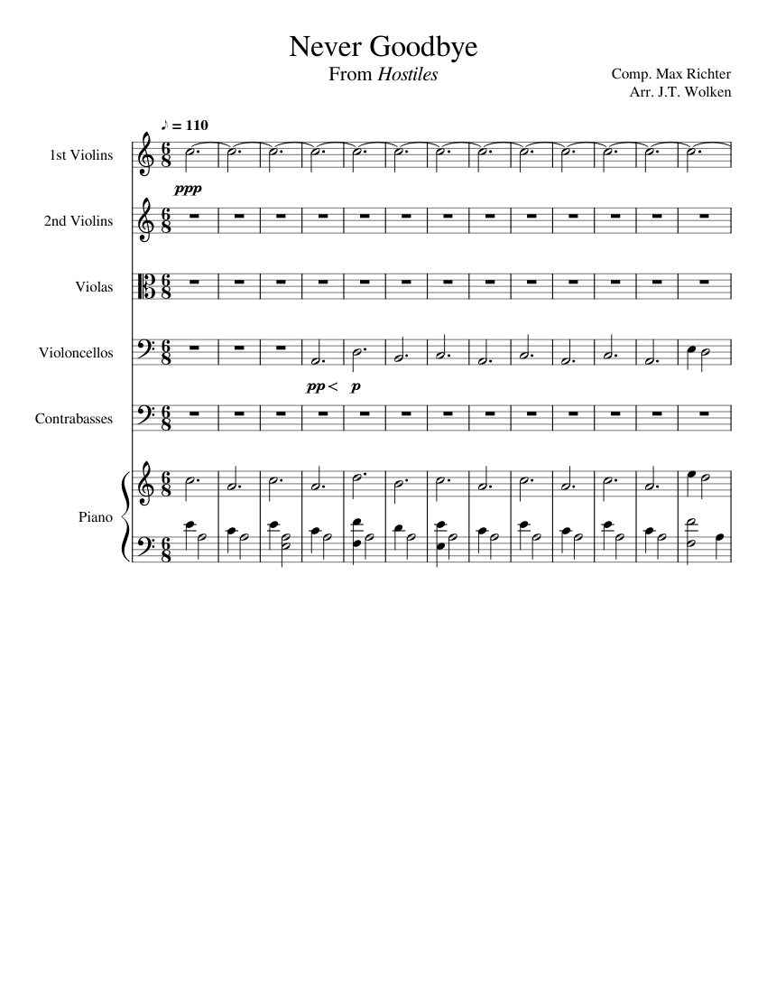 Never Goodbye Sheet Music for Piano, Strings group (Piano