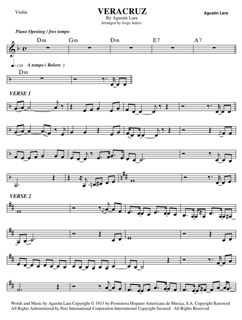 Veracruz (Arr. Jorge Juárez) - Placido Domingo (Violin Solo)