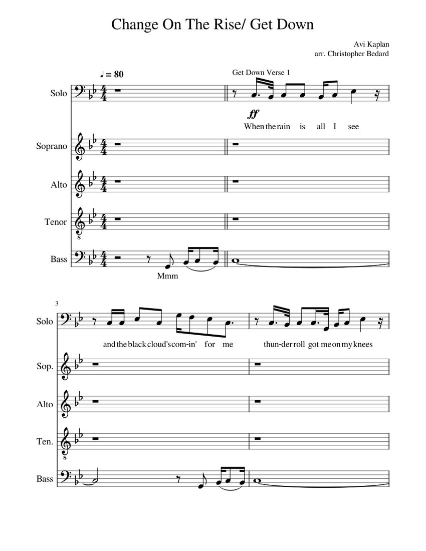 Change On The Rise / Get Down (Avi Kaplan) Sheet Music for Piano (A