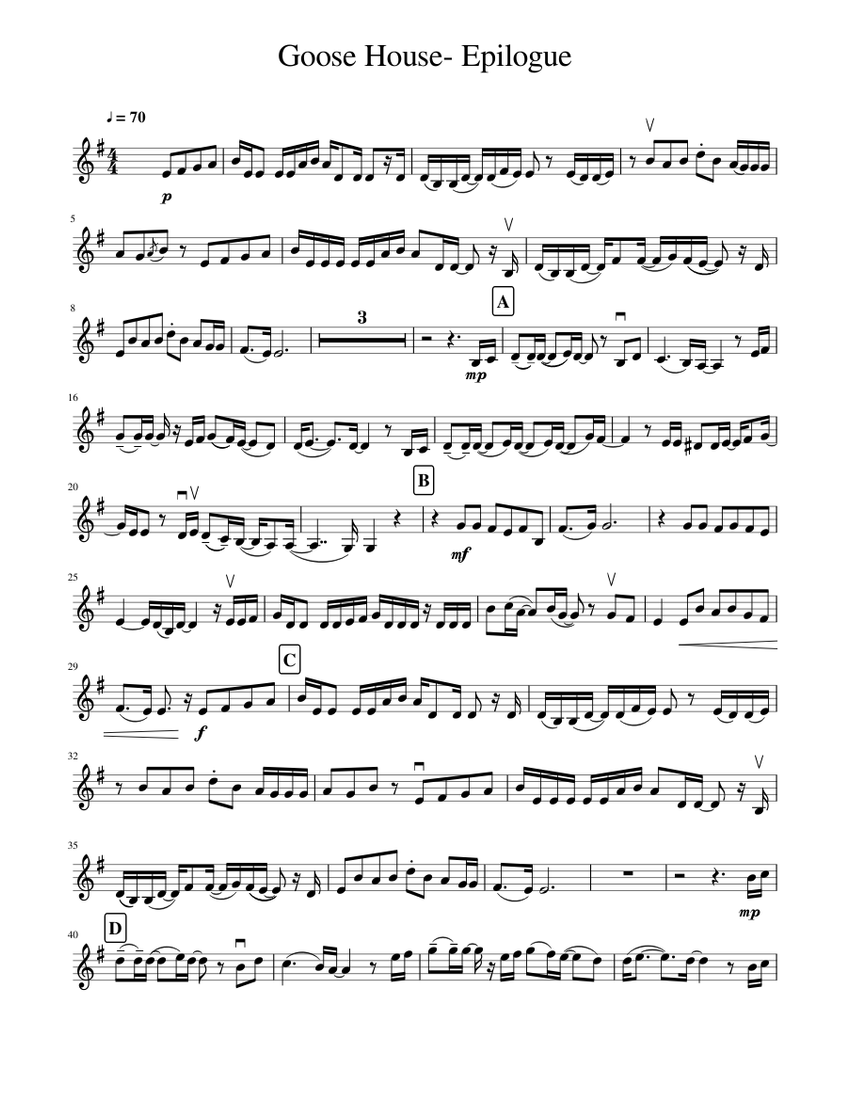 Goose House Epilogue Sheet music for Violin (Solo)