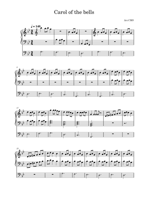 Carol of the Bells – Mykola Leontovych (arr.ConstantinMS for organ)