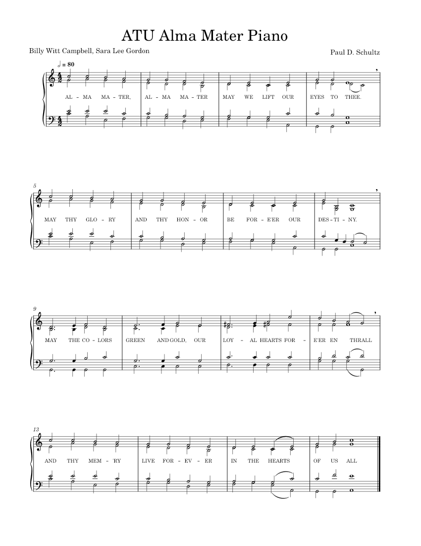 Arkansas Tech Alma Mater Paul D. Schultz ATU Alma Mater Piano Paul