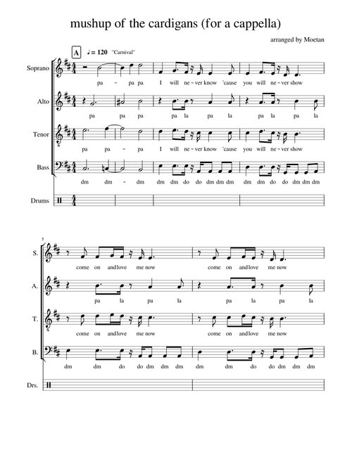 mushup of the cardigans (for a cappella)