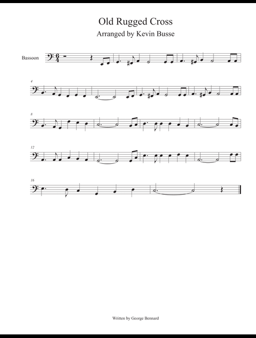 Old Rugged Cross (Easy key of C) - Bassoon (Arr. Kevin Busse) (Bassoon Solo)