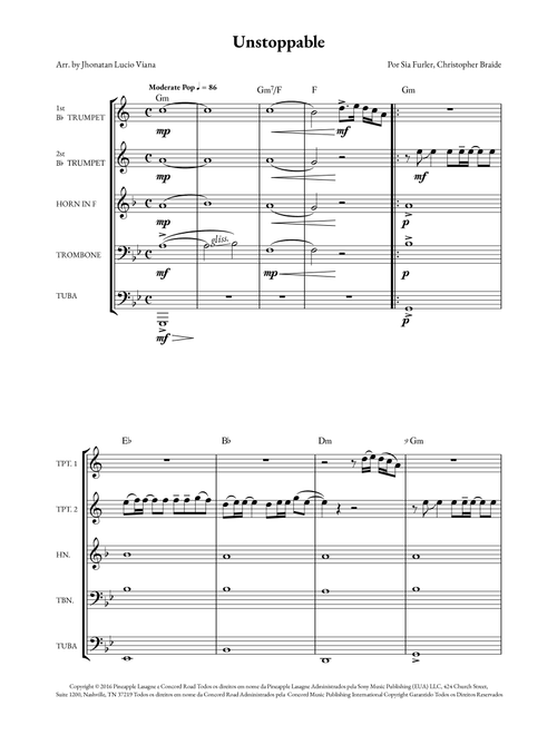 Unstoppable (Arr. Jhonatan Lucio Viana) - Sia (Brass Ensemble)