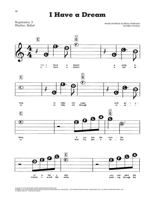 I Have A Dream - ABBA (E-Z Play Today)