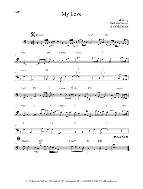 My Love (Arr. The Sheet Music Library) - Paul Mccartney & Wings (Cello Solo)