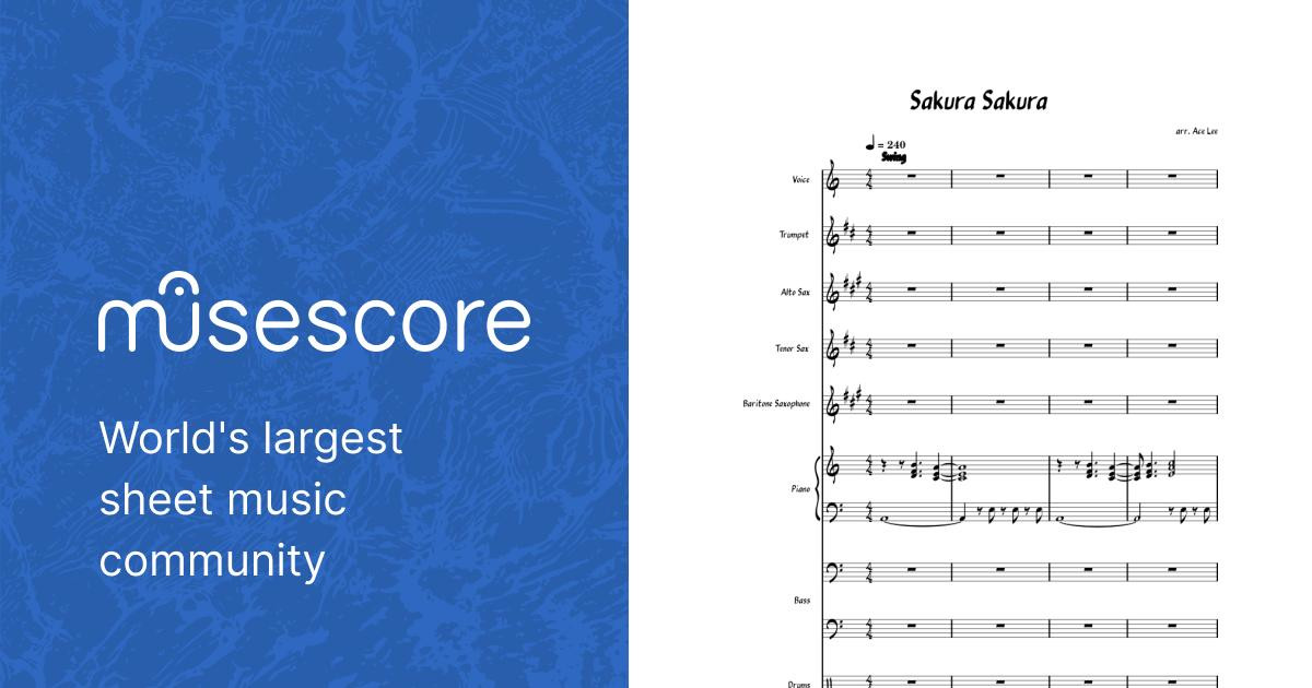 Sakura sakura Sheet Music with Chords for Piano, Saxophone