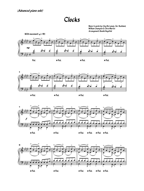 Clocks (Advanced piano solo)