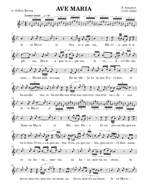 Ave Maria – Franz Schubert - Lead Sheet - B flat major