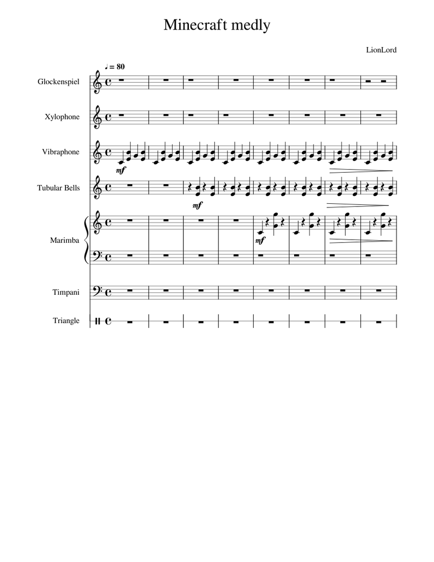 Minecraft medly Sheet music for Timpani, Vibraphone, Glockenspiel ...