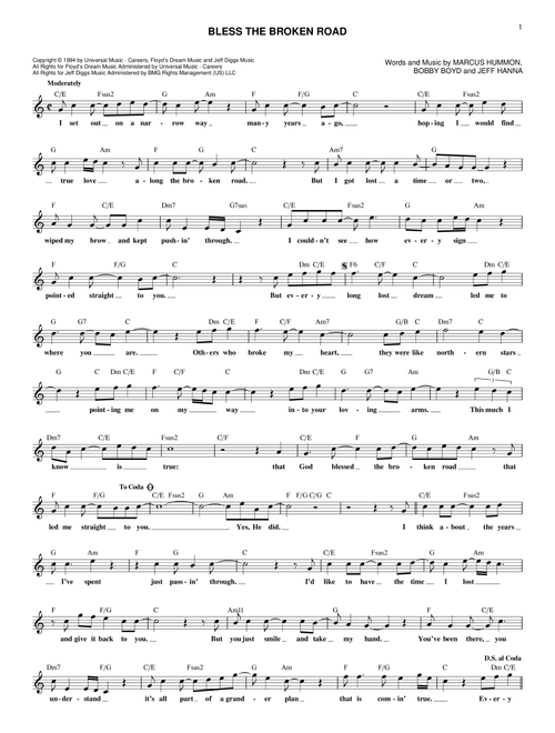 Bless The Broken Road - Rascal Flatts (Lead Sheet - Fake Book)