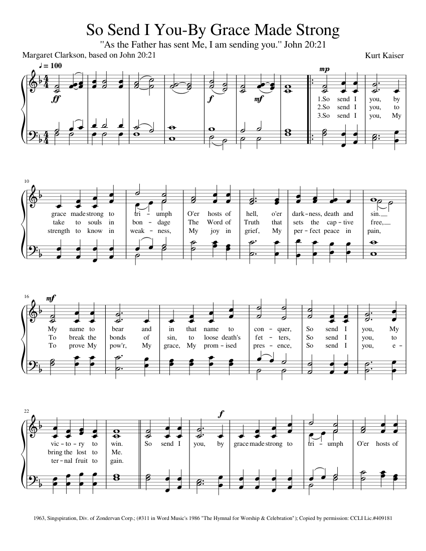 So Send I YouBy Grace Made Strong Sheet music for Piano (Solo)