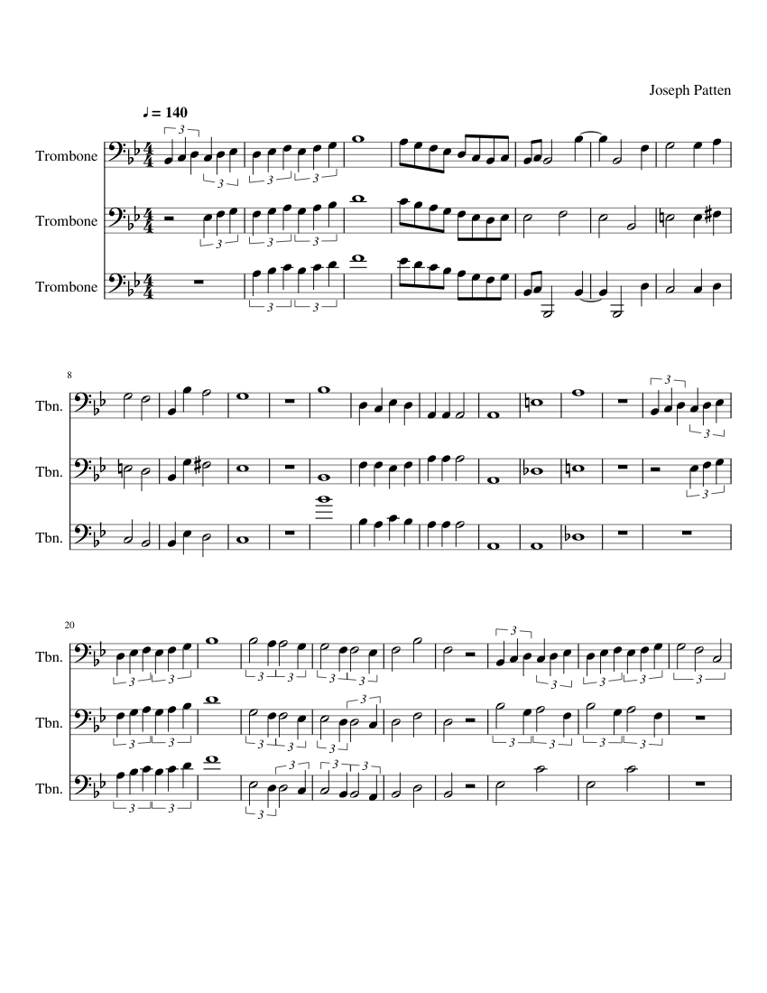 Trio 1 Sheet Music for Trombone (Mixed Trio) | MuseScore.com