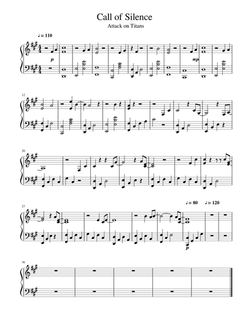 Call of Silence - Attack on Titans OST (Piano)