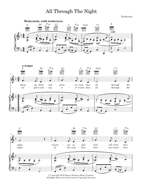 All Through The Night - Traditional (Piano-Vocal-Guitar (Piano Accompaniment))