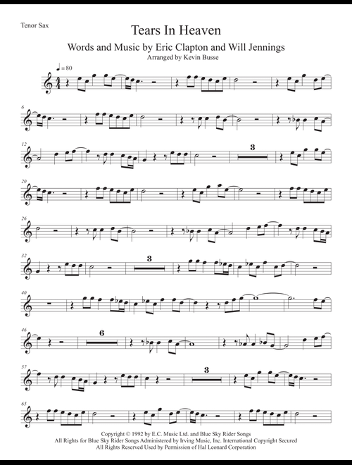 Tears In Heaven (Arr. Kevin Busse) - Eric Clapton (Tenor Sax Solo)