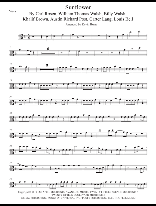 Sunflower (Arr. Kevin Busse) - Post Malone & Swae Lee (Viola Solo)