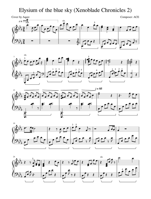 Elysium of the blue sky (Xenoblade Chronicles 2) Piano Sheet Music