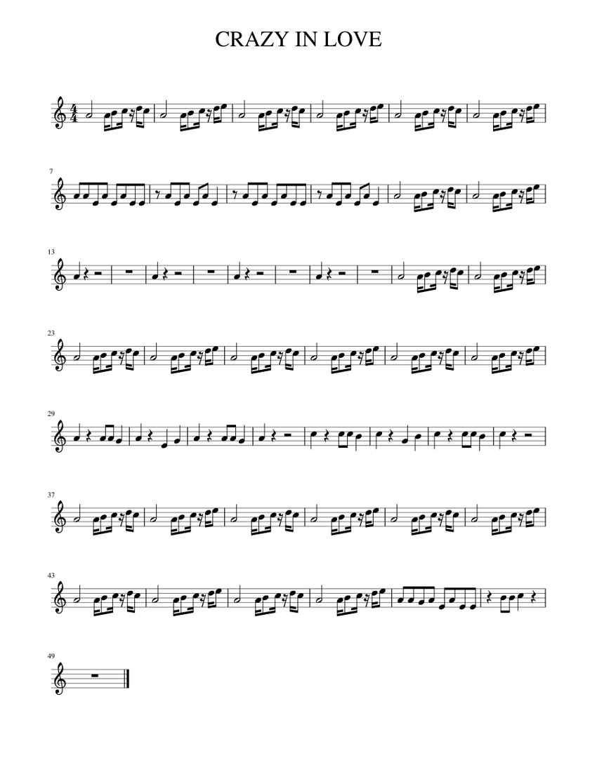 CRAZY IN LOVE Sheet music for Trumpet in bflat (Solo)