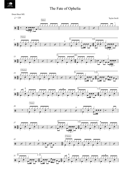 The Fate Of Ophelia (Arr. Drum Sheet MX) - Taylor Swift (Drums)