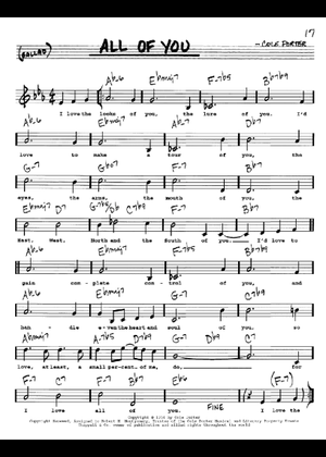 Play Official version of All Of You Sheet Music by Cole Porter for