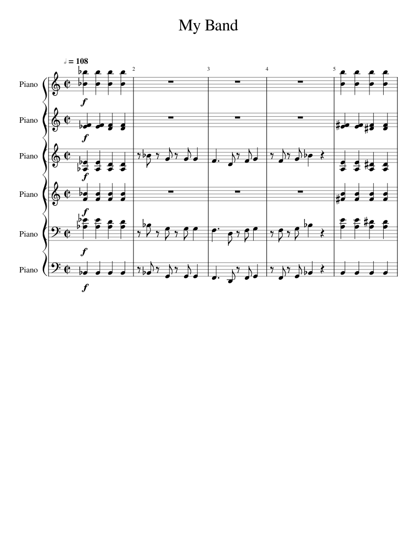 My Band Sheet Music for Piano (Mixed Ensemble) | MuseScore.com