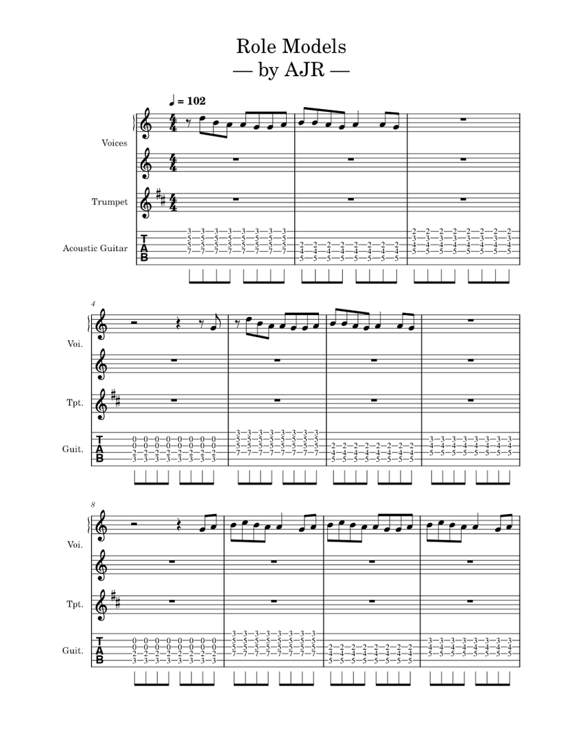 Role Models — AJR Sheet music for Piano, Guitar, Trumpet other (Mixed