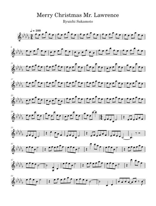 Merry Christmas, Mr. Lawrence – Ryuichi Sakamoto – Violin – Full Score