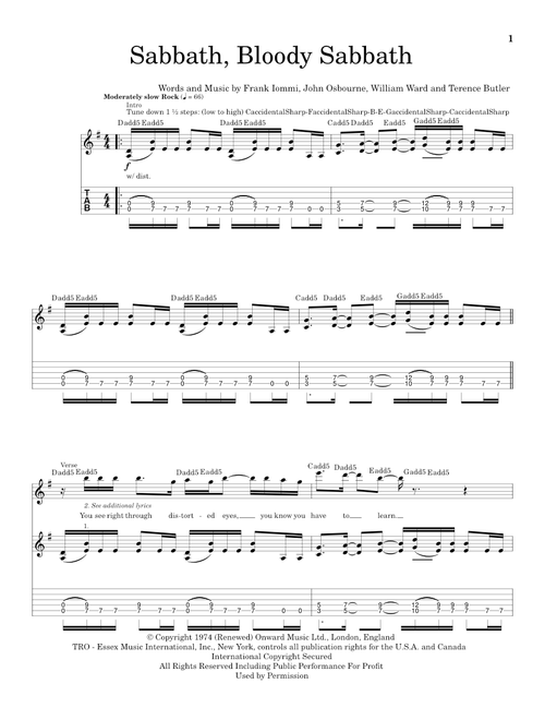 Sabbath, Bloody Sabbath - Black Sabbath (School of Rock - Guitar Tab)