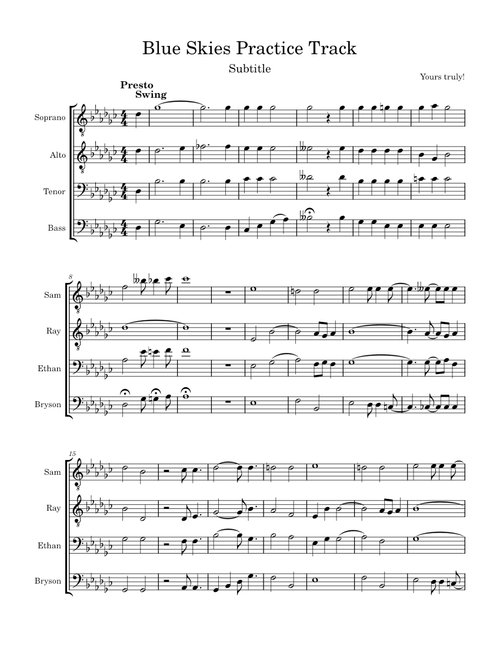 Blue skies (BARBERSHOP)! – Irving Berlin