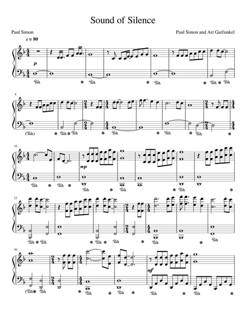The Sound Of Silence Piano Arrangement