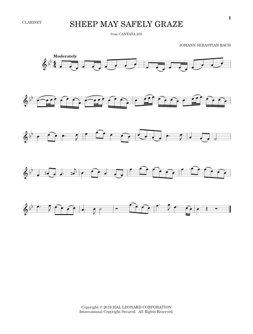 Sheep May Safely Graze - Johann Sebastian Bach (Clarinet Solo)