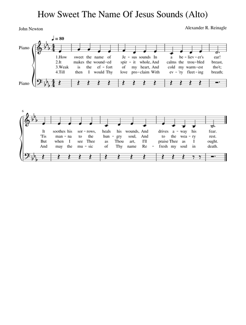 How Sweet The Name Of Jesus Sounds (Alto) by Alexander R. Reinagle
