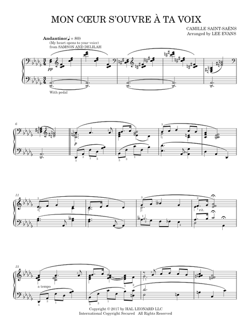 Mon Coeur s'ouvre a ta voix - Camille Saint-Saëns (Piano Solo)
