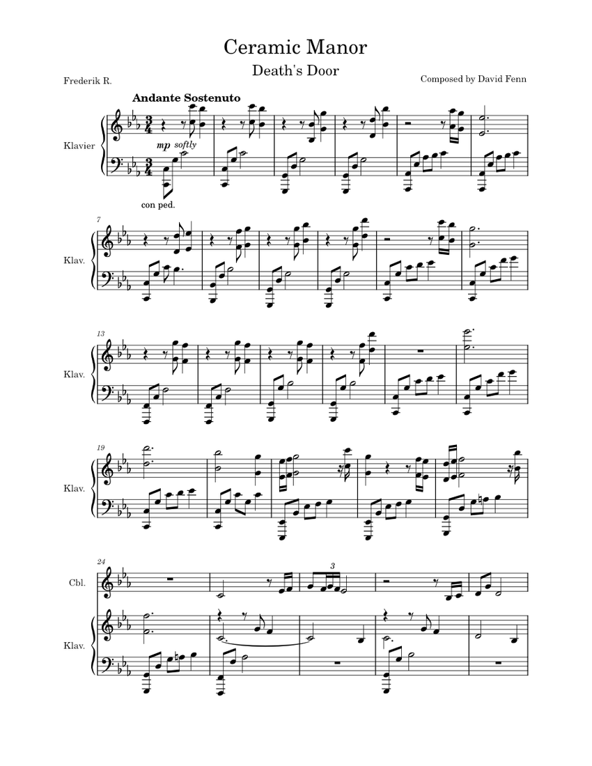 Ceramic Manor - Death's Door Sheet Music for Piano, Harpsichord