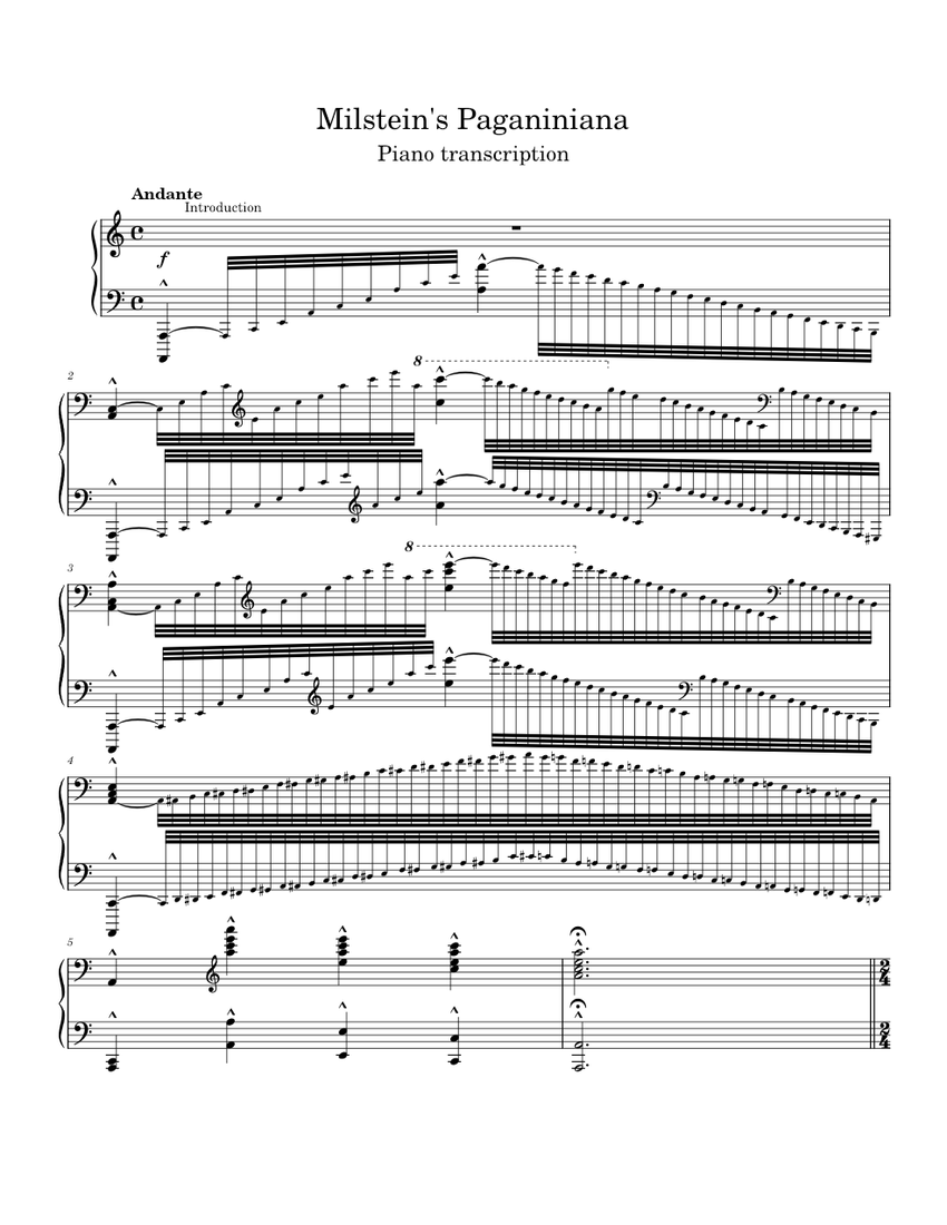 Paganiniana Nathan Milstein Paganiniana transcription for Solo Piano