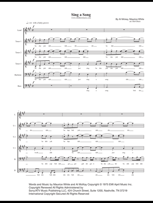 Sing A Song (Arr. Rob Dietz) - Earth Wind & Fire (Choral, TTBB)