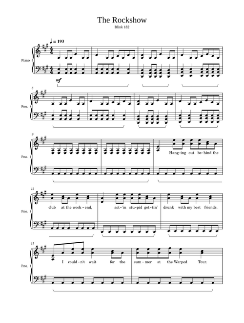 The Rock Show (Arr. Unknown) - Blink 182 (Easy Piano)