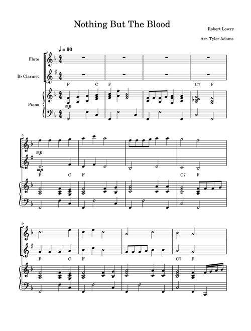 Nothing But The Blood (Flute and Clarinet Duet with Piano) (Arr. Tyler Adams) - Robert Lowry (Instrumental Duet and Piano)