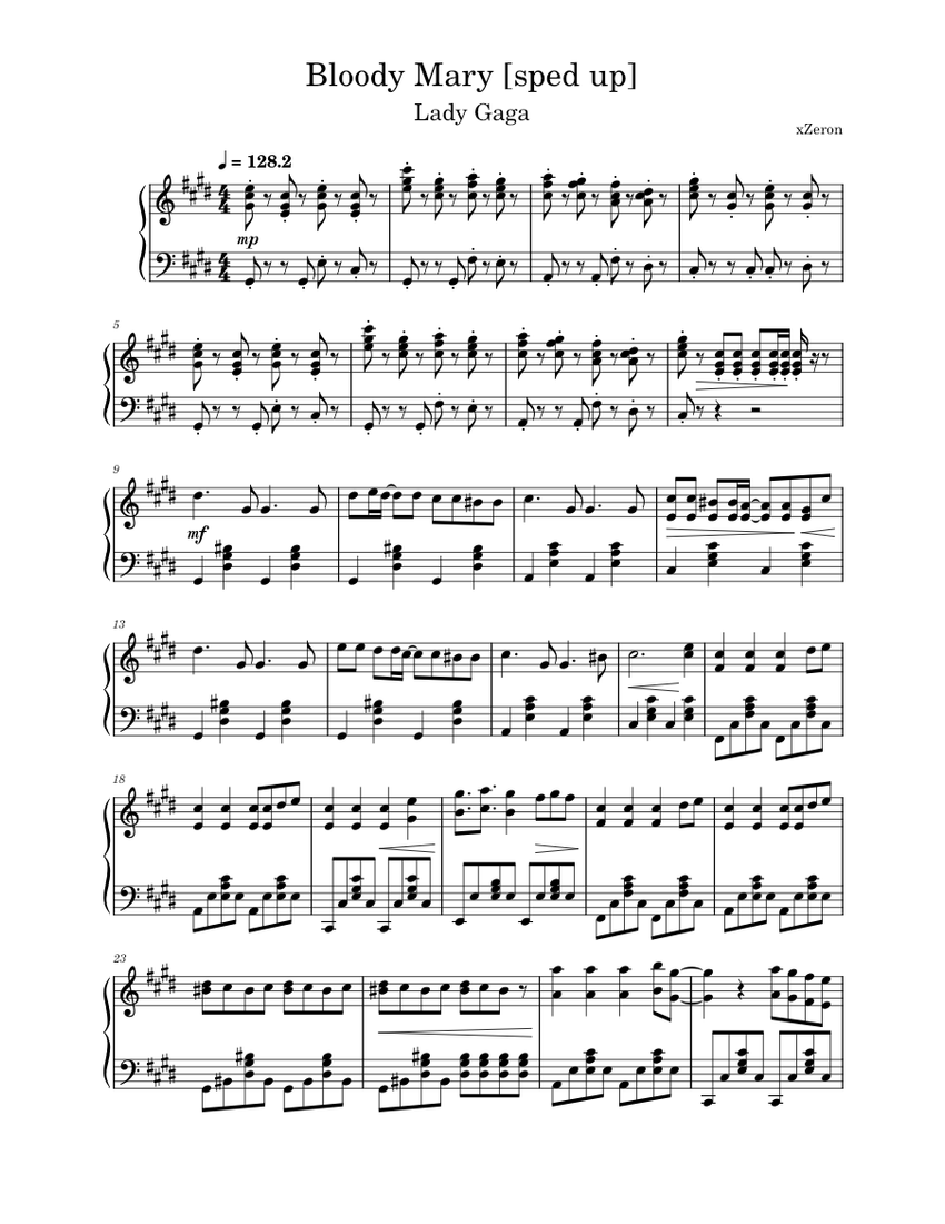 Bloody Mary [sped up] Lady Gaga piano tutorial
