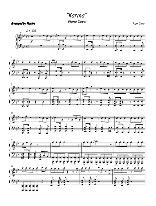 ''Karma'' – Jojo Siwa - Piano Cover