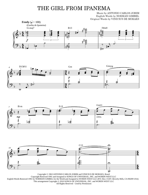 The Girl From Ipanema (Garota De Ipanema) [Jazz version] (arr. Brent Edstrom) - Antonio Carlos Jobim (Piano Solo)
