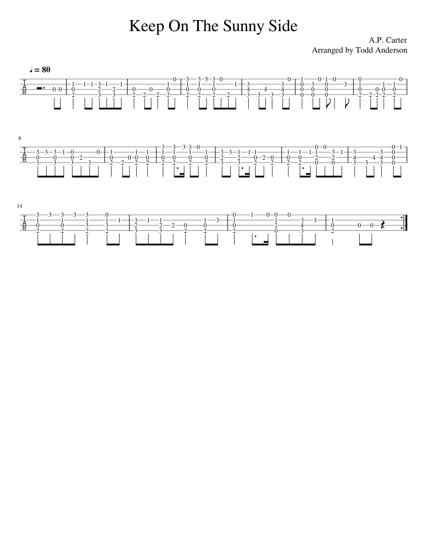 Keep On The Sunny Side chord melody Sheet music for Ukulele (Solo